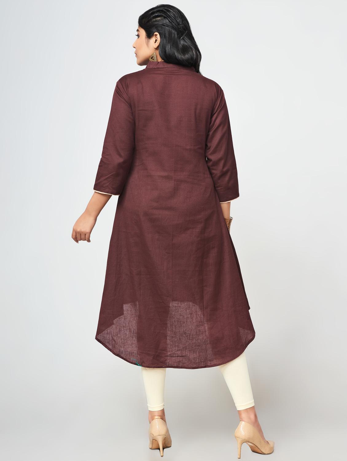 solid high-low kurta - 16684621 - Zoom Image - 3
