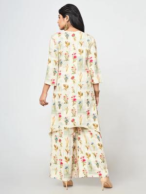 floarl printed high-low kurta - 16684635 - Standard Image - 3