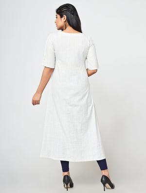embroidered a-line kurta - 16684639 - Standard Image - 3