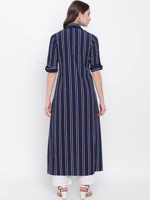striped high-low kurta - 16684754 - Standard Image - 3