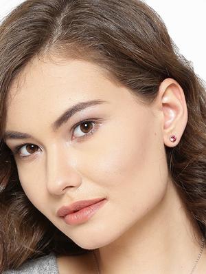pink silver plated studs earring - 16685181 - Standard Image - 3