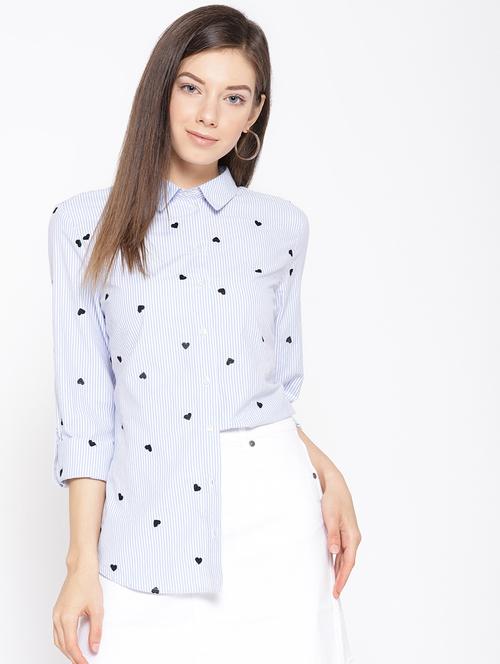 embroidered detail striped shirt - 16685227 - Standard Image - 1