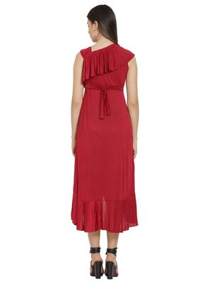 ruffle detail tie back asymmetric dress - 16685487 - Standard Image - 3
