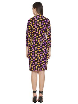 lapel neck polka dots sheath dress - 16685488 - Standard Image - 3