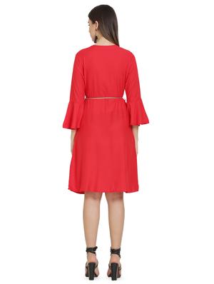 tie knot bell sleeved a-line dress - 16685494 - Standard Image - 3