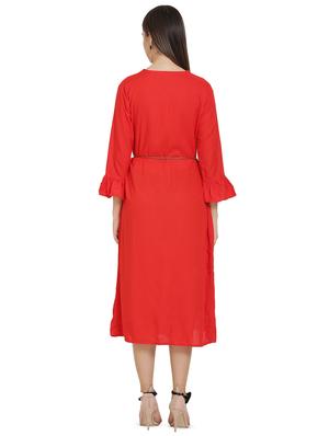 v neck floral embroidered a-line dress - 16685511 - Standard Image - 3