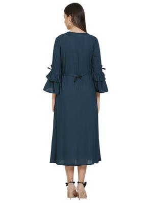 bell sleeved floral embroidered a-line dress - 16685514 - Standard Image - 3