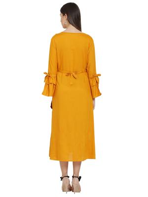 bell sleeved floral embroidered a-line dress - 16685515 - Standard Image - 3