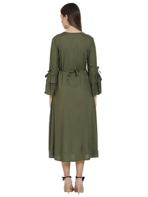 bell sleeved floral embroidered a-line dress - 16685516 - Standard Image - 3