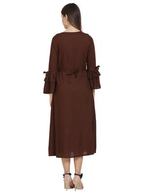 bell sleeved floral embroidered a-line dress - 16685517 - Standard Image - 3