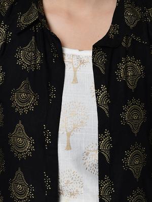 gold print kurta palazzo jacket set - 16685701 - Standard Image - 6