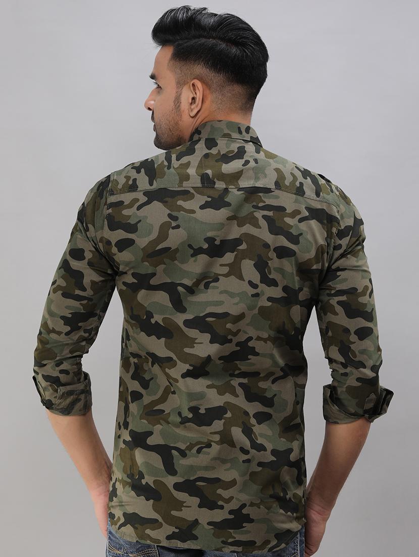green camouflage print casual shirt - 16685839 - Zoom Image - 3