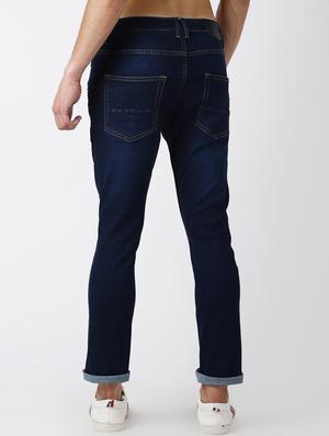 blue light washed distressed denim jeans - 16685995 - Standard Image - 3