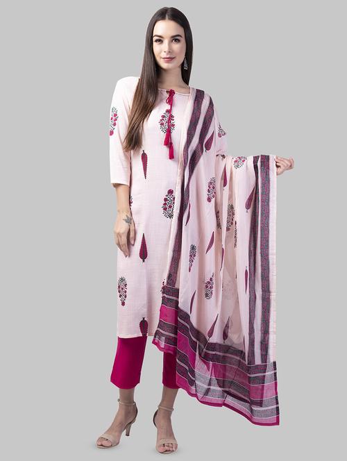 floral printed straight kurta with dupatta set - 16687460 - Standard Image - 1