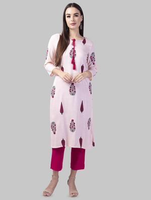 floral printed straight kurta with dupatta set - 16687460 - Standard Image - 3