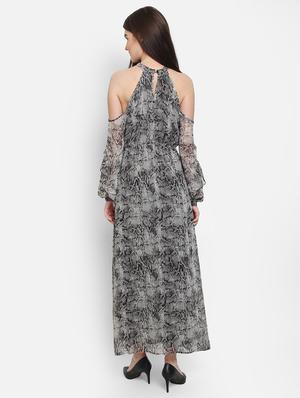 cold shoulder snake print maxi dress - 16688607 - Standard Image - 3