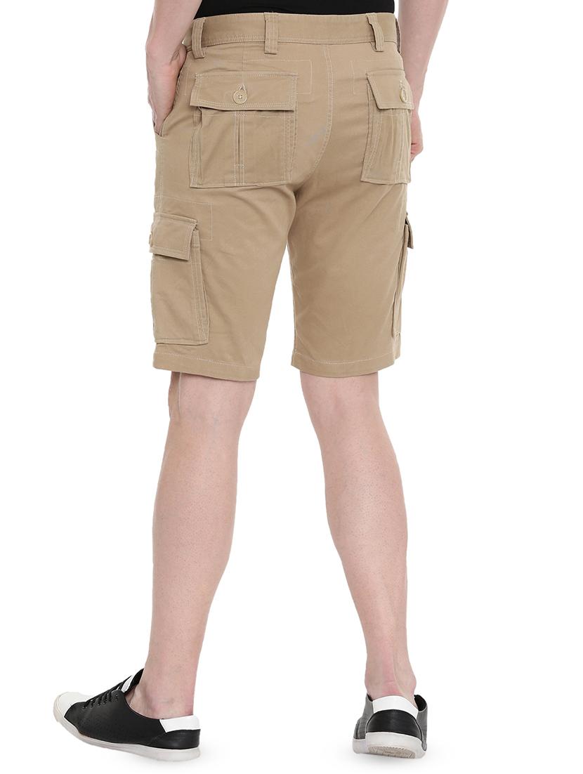 beige solid shorts - 16688774 - Zoom Image - 3