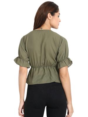 tie knot flute sleeved top - 16689736 - Standard Image - 3