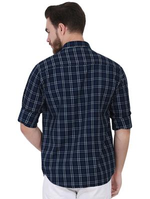 navy blue checkered casual shirt - 16690857 - Standard Image - 3