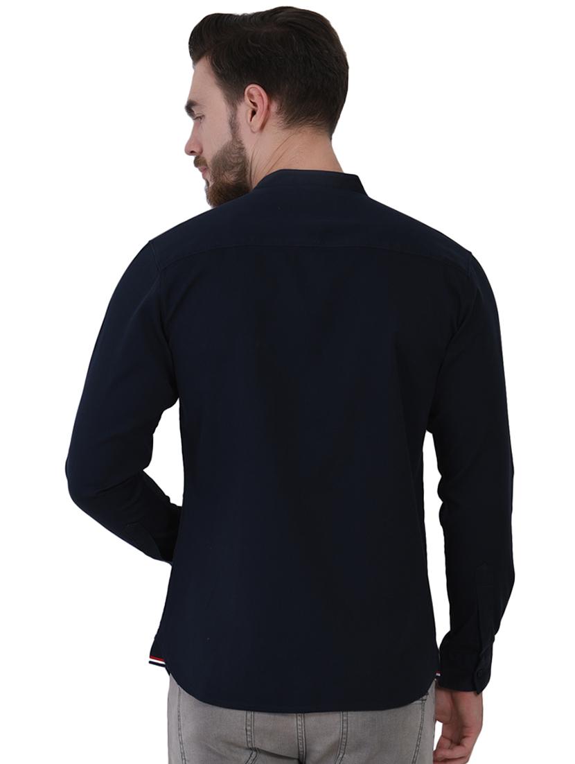 blue solid casual shirt - 16690879 - Zoom Image - 3