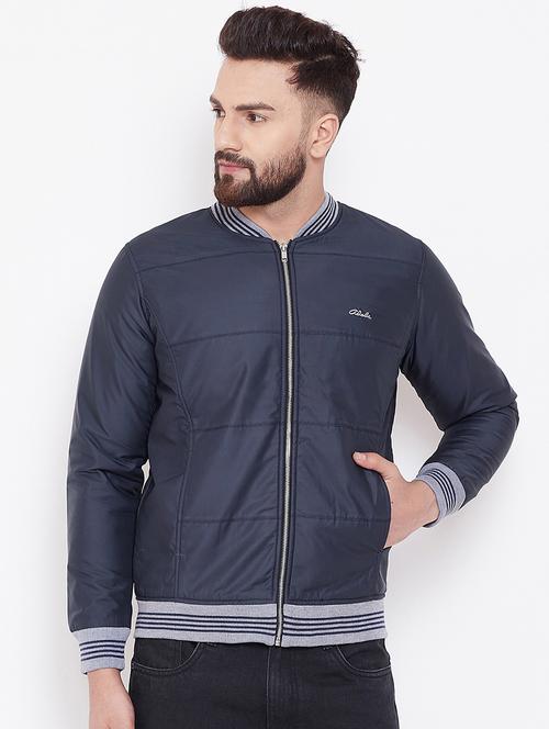dark blue solid quilted jacket - 16691471 - Standard Image - 1