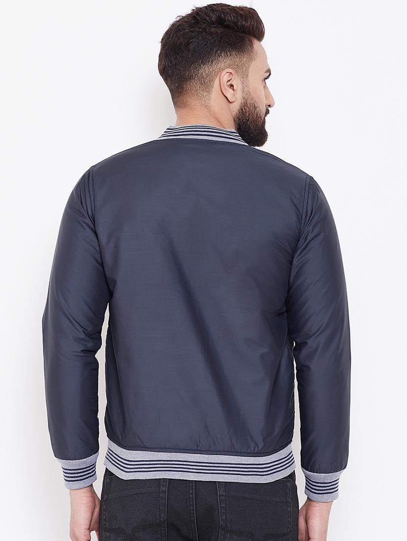 dark blue solid quilted jacket - 16691471 - Zoom Image - 3