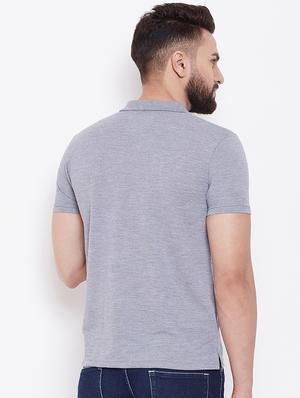 grey solid collared t-shirt - 16691500 - Standard Image - 3