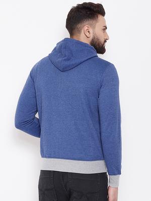 blue solid hooded sweatshirt - 16691556 - Standard Image - 3