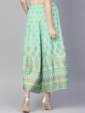 foil printed flared palazzo - 16692842 - Standard Image - 3