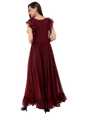ruffle detail gathered hem gown - 16693212 - Standard Image - 3
