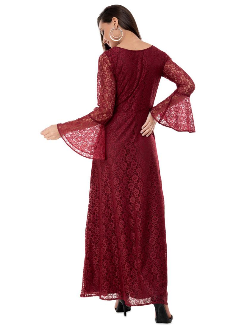bell sleeved laced maxi dress - 16693215 - Zoom Image - 3