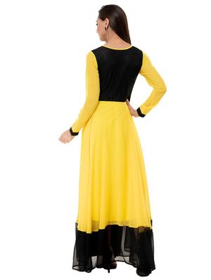 contrast detail flared gown - 16693217 - Standard Image - 3