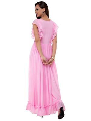 ruffle detail gathered hem gown - 16693220 - Standard Image - 3