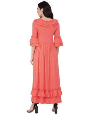 bell sleeved gathered hem fit & flare dress - 16693226 - Standard Image - 3