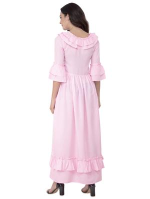 bell sleeved gathered hem fit & flare dress - 16693227 - Standard Image - 3