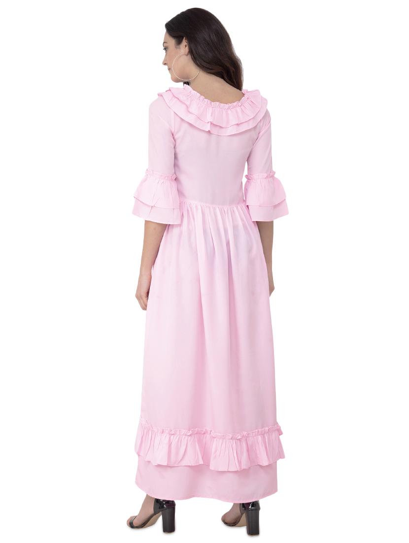 bell sleeved gathered hem fit & flare dress - 16693227 - Zoom Image - 3