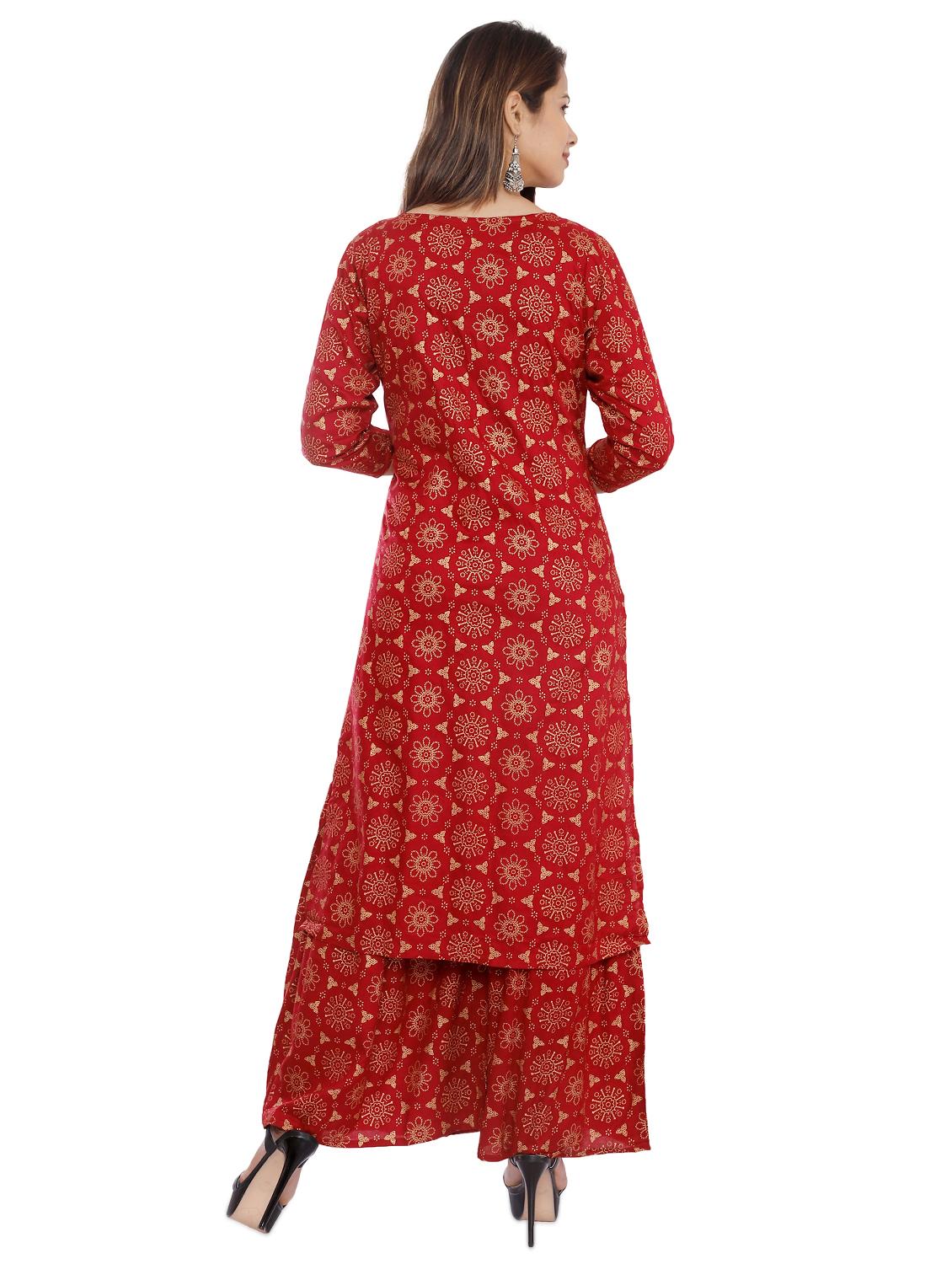 foil printed kurta with sharara set - 16693589 - Zoom Image - 3