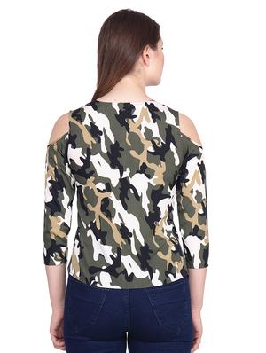 cold shoulder camouflage top - 16694087 - Standard Image - 3