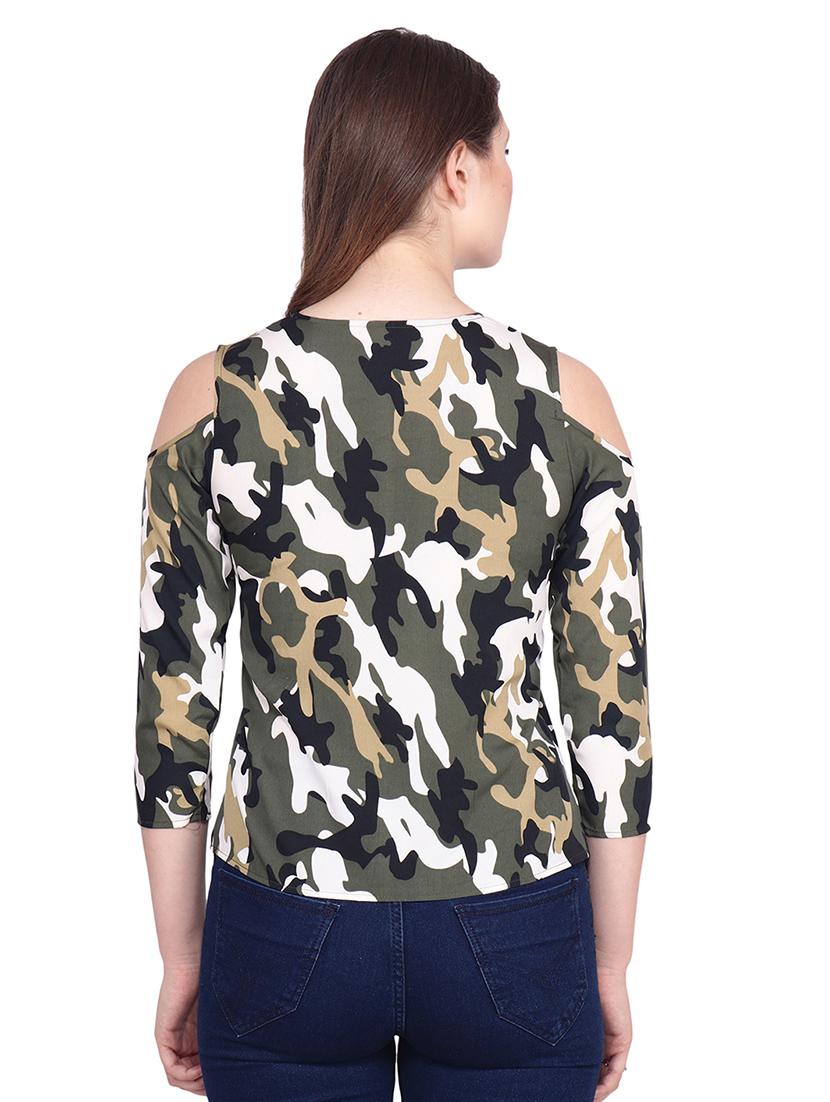 cold shoulder camouflage top - 16694087 - Zoom Image - 3