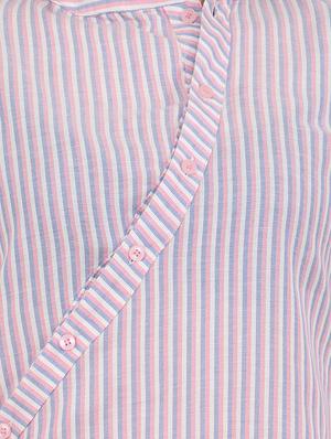 mandarin neck striped asymmetric tunic - 16694201 - Standard Image - 3