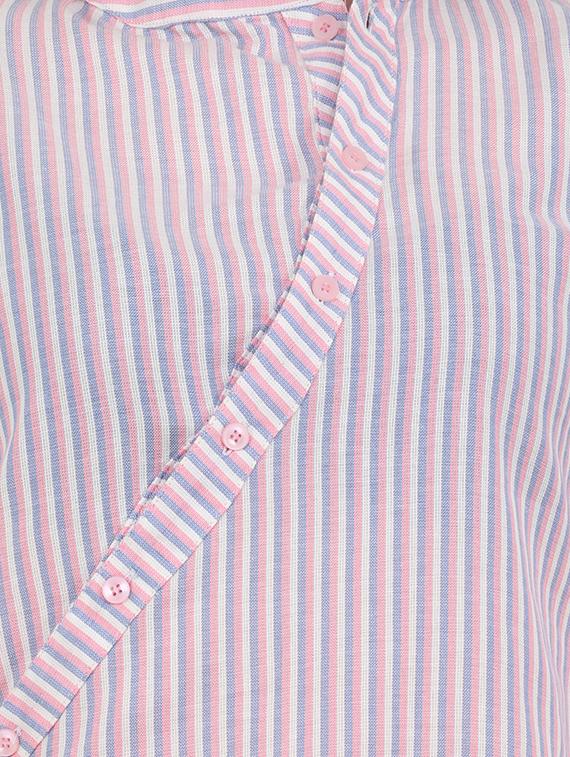 mandarin neck striped asymmetric tunic - 16694201 - Zoom Image - 3