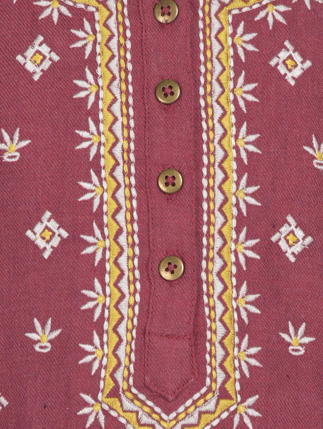 round neck embroidered frock - 16694444 - Zoom Image - 3