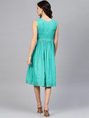 cutout neck gathered a-line dress - 16694717 - Standard Image - 3
