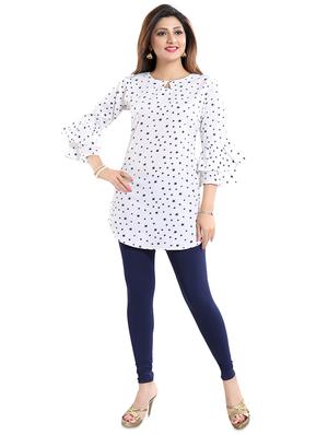 bell sleeves printed a-line kurti - 16694931 - Standard Image - 3