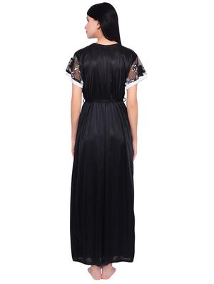 contrast floral embroidered sleepwear robe - 16695014 - Standard Image - 3