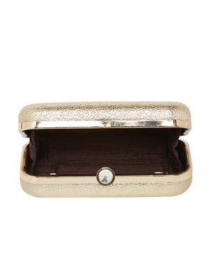 gold leatherette (pu) box clutch - 16695473 - Standard Image - 3