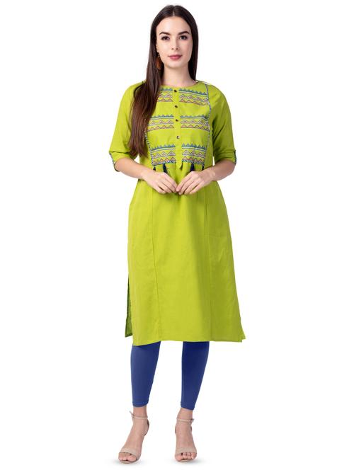 yoke embroidered straight kurta - 16695490 - Standard Image - 1