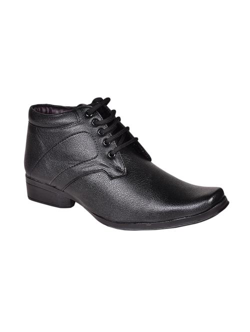 black leatherette lace-up derbys - 16695501 - Standard Image - 1