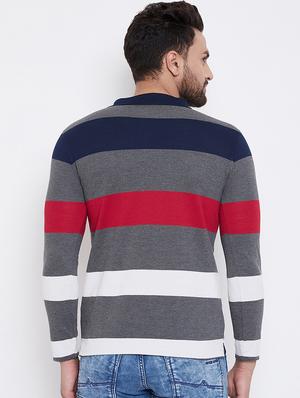 grey striped polo t-shirt - 16695662 - Standard Image - 3