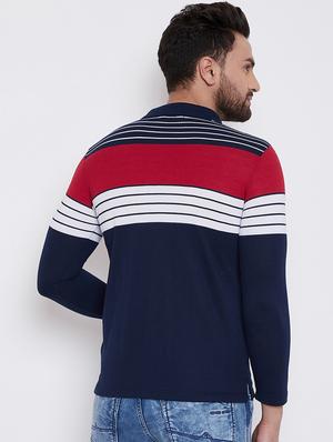 navy blue striped polo t-shirt - 16695663 - Standard Image - 3